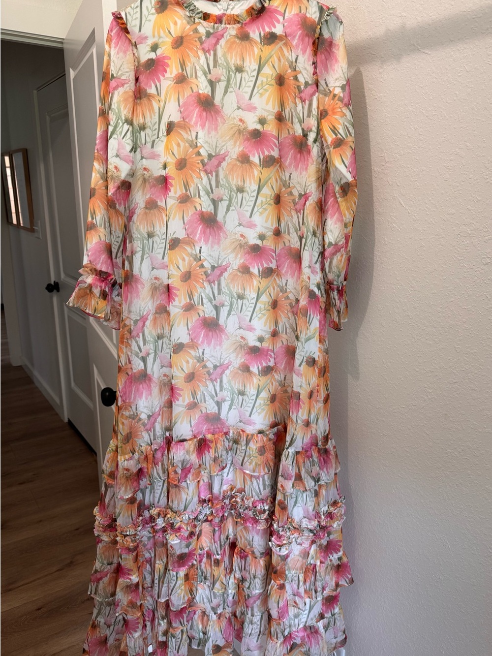Dainty Jewells Pink & yellow Floral Ruffle Maxi Dress